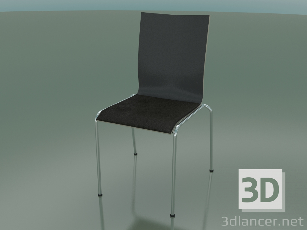 modello 3D Sedia a 4 gambe con schienale alto con rivestimento in pelle (104) - anteprima