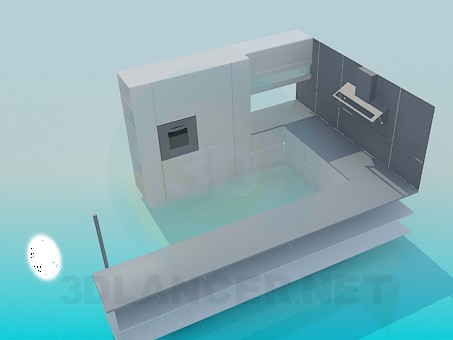 3D modeli Yüksek teknoloji tarzı mutfak - önizleme