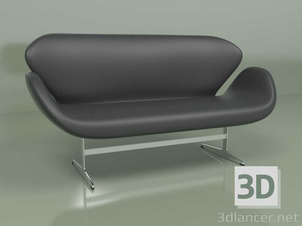 modèle 3D Canapé Swan (cuir noir) - preview