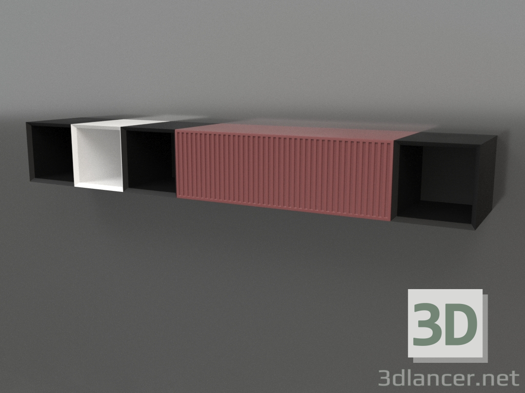 modèle 3D Set d'étagères ST 06 (1800x315x250, bois noir) - preview