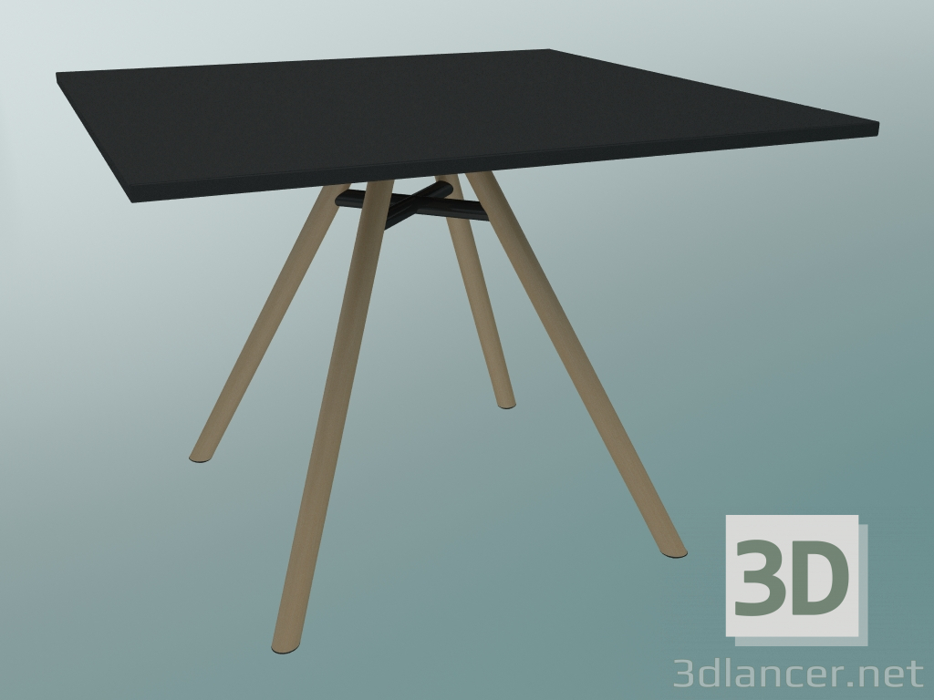 modello 3D Tavolo MART (9843-01 (100x100cm), H 73cm, HPL nero, alluminio, impiallacciato frassino naturale) - anteprima