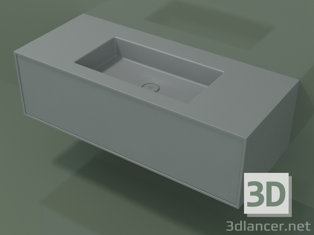 3D Modell Waschbecken mit Schublade (06UC72401, Silbergrau C35, L 120, P 50, H 36 cm) - Vorschau