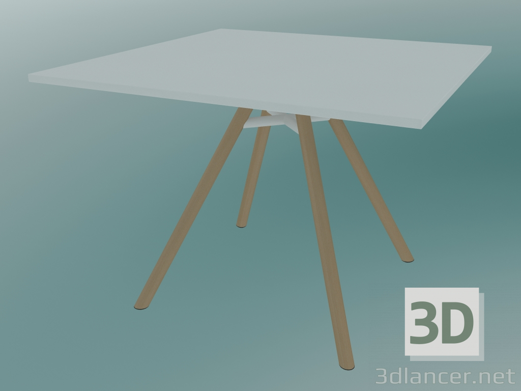 modèle 3D Table MART (9843-01 (100x100cm), H 73cm, blanc HPL, aluminium, plaqué frêne naturel) - preview