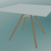 modello 3D Tavolo MART (9843-01 (100x100cm), H 73cm, HPL bianco, alluminio, impiallacciato frassino naturale) - anteprima