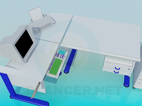 modelo 3D Ordenador de mesa escritorio y mesitas de noche - escuchar modelo 3D Ordenador de mesa escritorio y mesitas de noche - escuchar