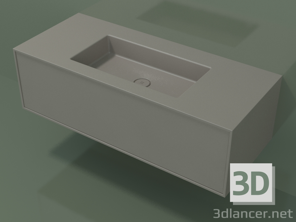 modèle 3D Lavabo avec tiroir (06UC72401, Clay C37, L 120, P 50, H 36 cm) - preview
