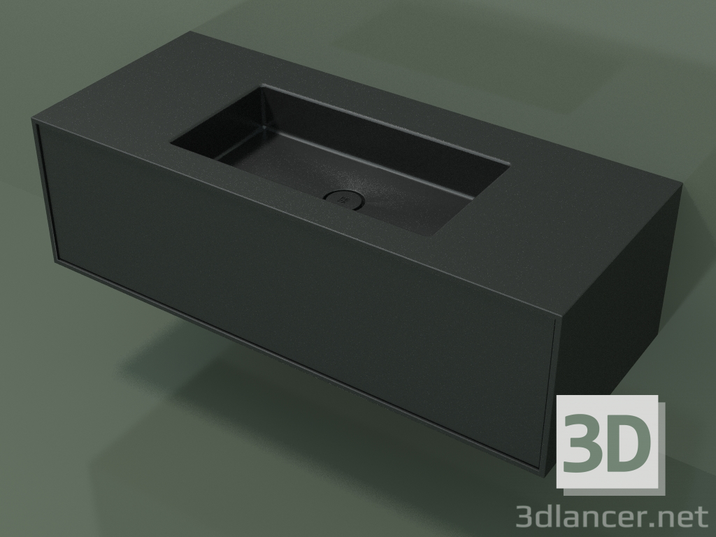 3D Modell Waschbecken mit Schublade (06UC72401, Deep Nocturne C38, L 120, P 50, H 36 cm) - Vorschau