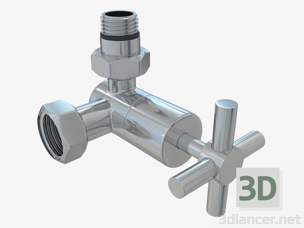 3d model 3D valve right (cross) G 1/2 "HP x G 3/4" NG - preview