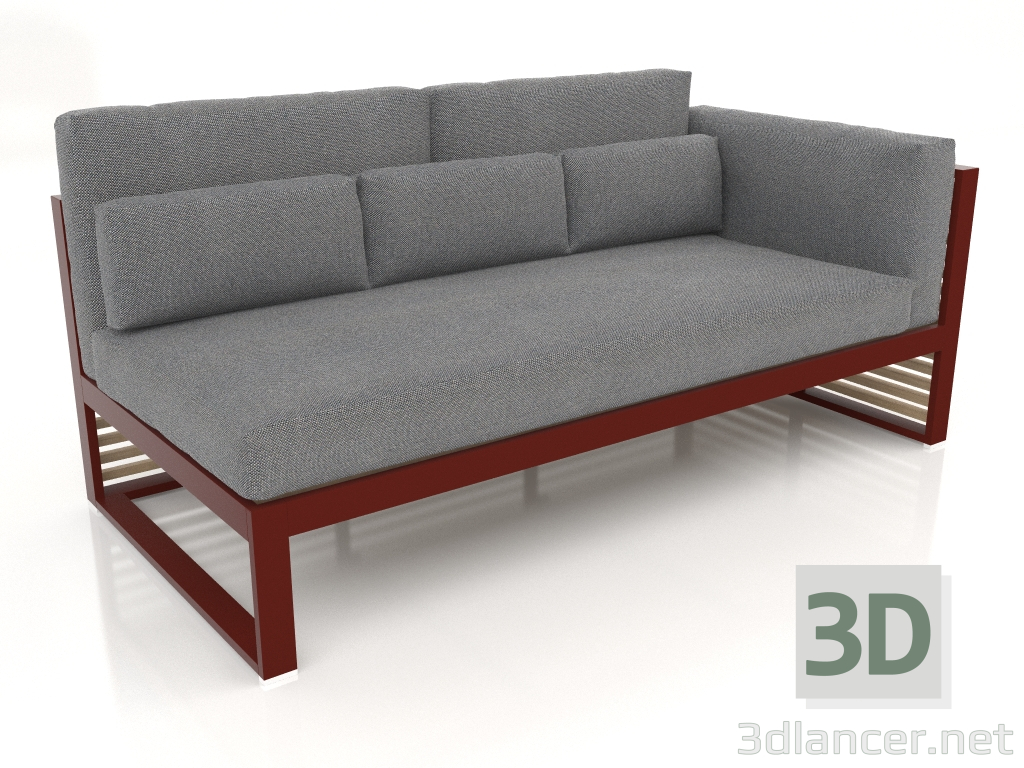 3D modeli Modüler kanepe, bölüm 1 sağ, yüksek arkalık (Şarap kırmızısı) - önizleme
