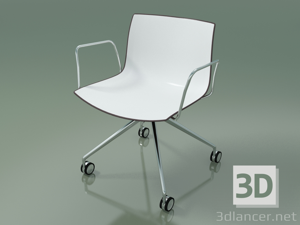 modèle 3D Chaise 2055 (4 roulettes, avec accoudoirs, LU1, polypropylène bicolore) - preview
