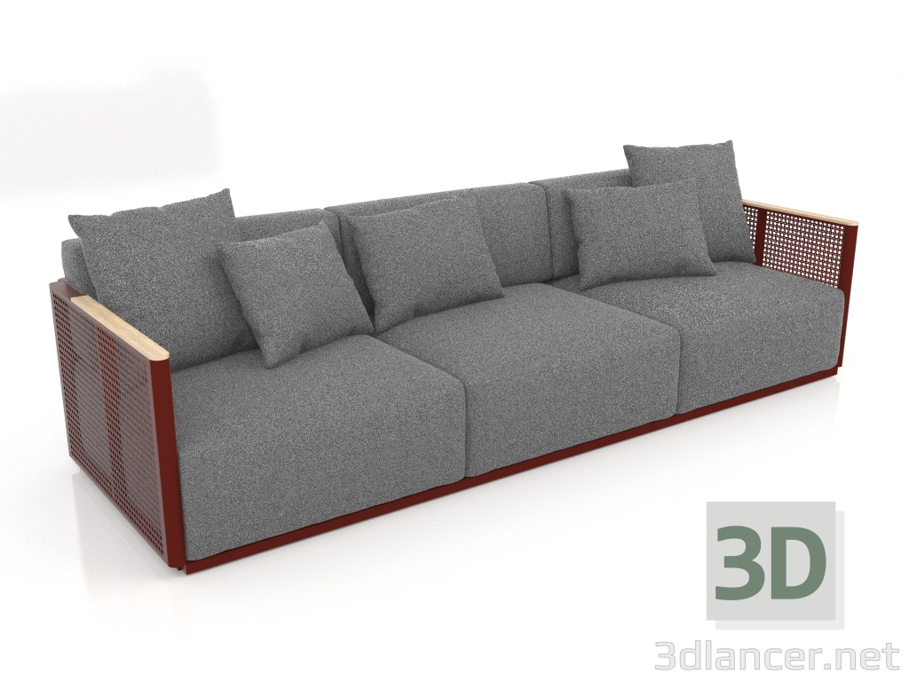 3D modeli 3'lü kanepe (Şarap kırmızısı) - önizleme