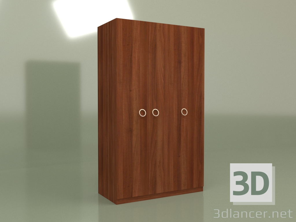 3d model Wardrobe 3 doors DN 130 (Walnut) - preview