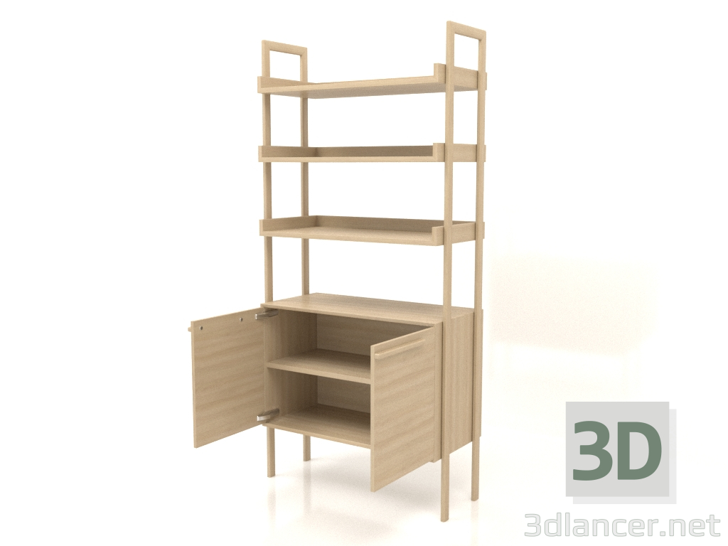 3D Modell Regal ST 03 (offen) (900x400x1900, Holz weiß) - Vorschau