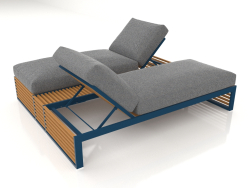 Cama de casal para relaxamento com moldura de alumínio em madeira artificial (azul cinza)