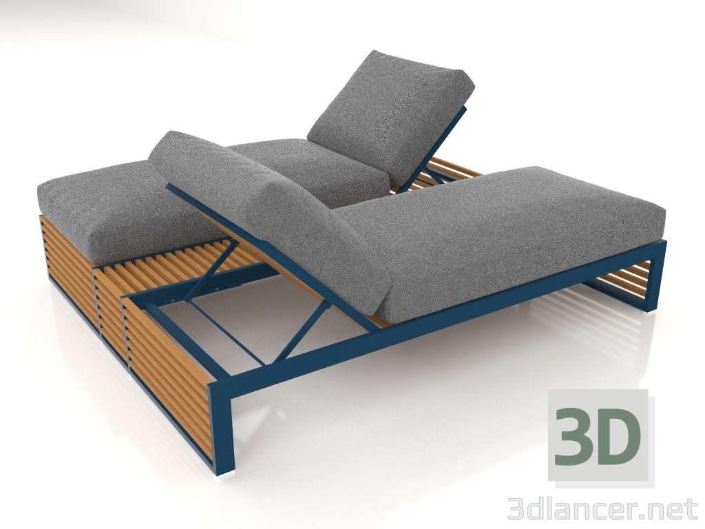3d model Double bed for relaxation with an aluminum frame made of artificial wood (Grey blue) - preview