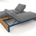 3D modeli Suni ahşaptan yapılmış alüminyum çerçeveli dinlenme için çift kişilik yatak (Gri mavi) - önizleme