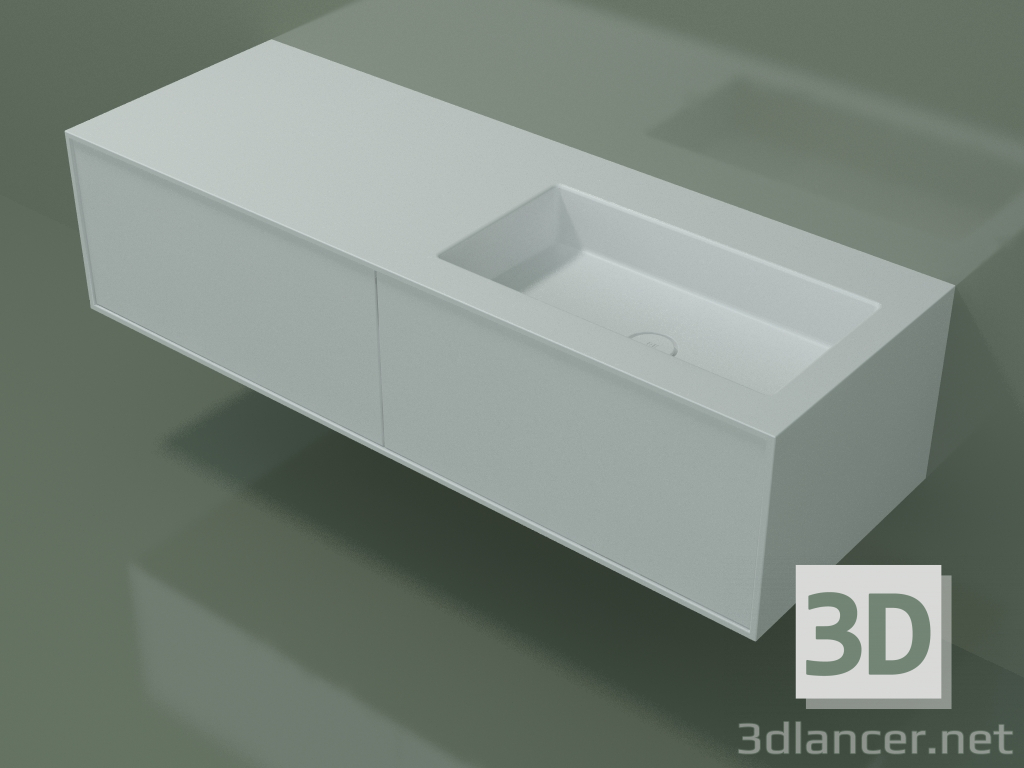 modello 3D Lavabo con cassetti (06UC824D1, Glacier White C01, L 144, P 50, H 36 cm) - anteprima