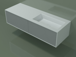 Washbasin with drawers (06UC824D1, Silver Gray C35, L 144, P 50, H 36 cm)