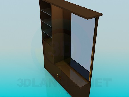 modelo 3D Espejo con pedestal y racks - escuchar modelo 3D Espejo con pedestal y racks - escuchar