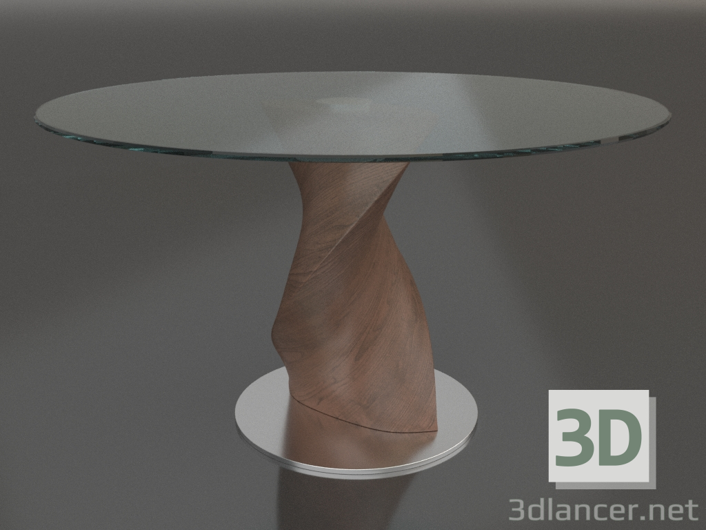 modello 3D Tavolo Niagara 120 (vetro trasparente-noce) - anteprima
