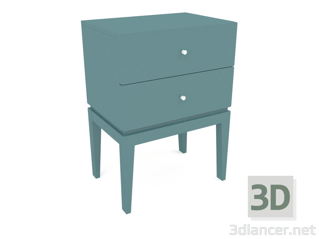 3d model One Static bedside table with two drawers (option 1) - preview