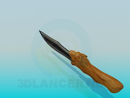 3d model A knife with wooden handle - preview 3d model A knife with wooden handle - preview