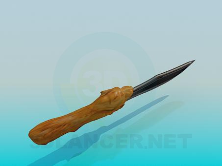 3d model A knife with wooden handle - preview 3d model A knife with wooden handle - preview
