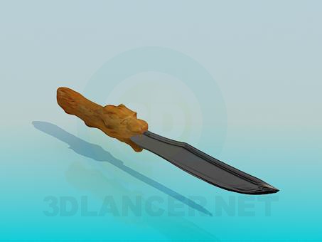 3d model A knife with wooden handle - preview 3d model A knife with wooden handle - preview