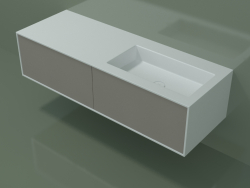 Washbasin with drawers (06UC824D1, Clay C37, L 144, P 50, H 36 cm)