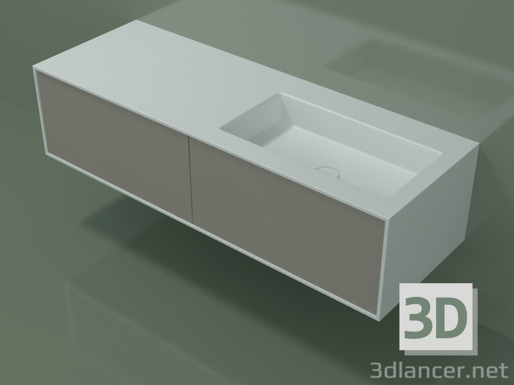 3d model Washbasin with drawers (06UC824D1, Clay C37, L 144, P 50, H 36 cm) - preview
