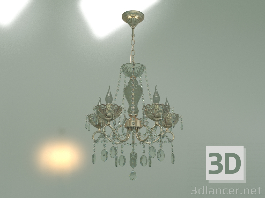 3d model Pendant chandelier 10103-5 (antique bronze-clear crystal) - preview