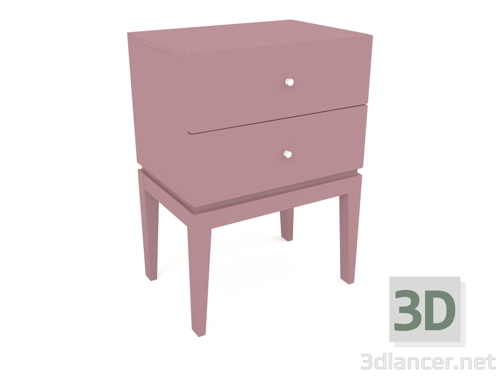 3d model One Static bedside table with two drawers (option 2) - preview