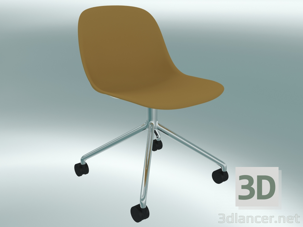 modèle 3D Chaise pivotante Fibre sur 4 roues (Ocre, Chrome) - preview