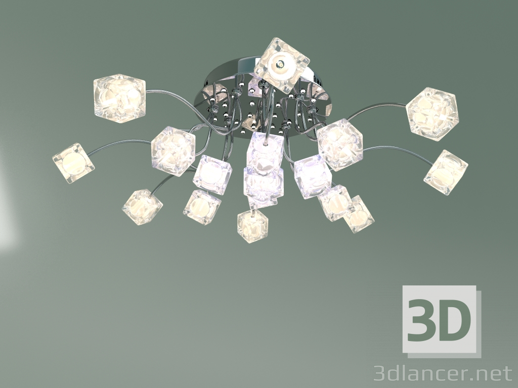 modèle 3D Plafonnier LED lustre Trinity 80113-17 (chrome-blanc) - preview