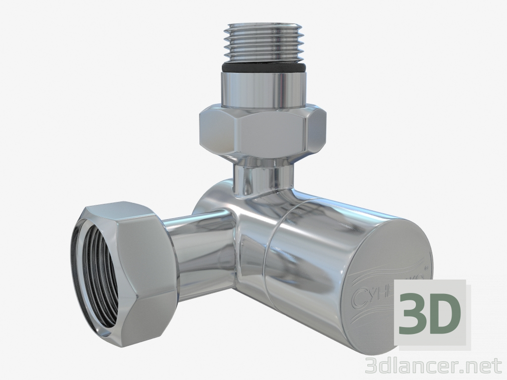 3d model 3D valve right (hex) G 1/2 "HP x G 3/4" NG - preview