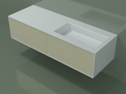 Washbasin with drawers (06UC824D1, Bone C39, L 144, P 50, H 36 cm)