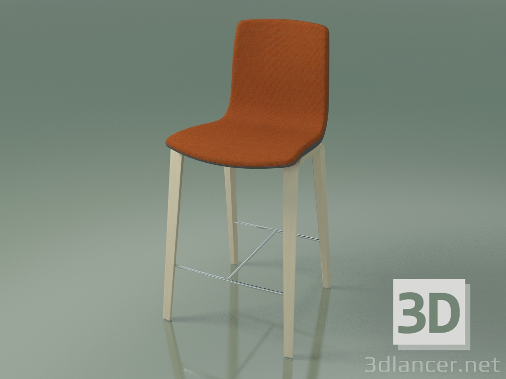 3D modeli Bar taburesi 3994 (4 ahşap ayak, polipropilen, ön süslemeli, beyaz huş ağacı) - önizleme