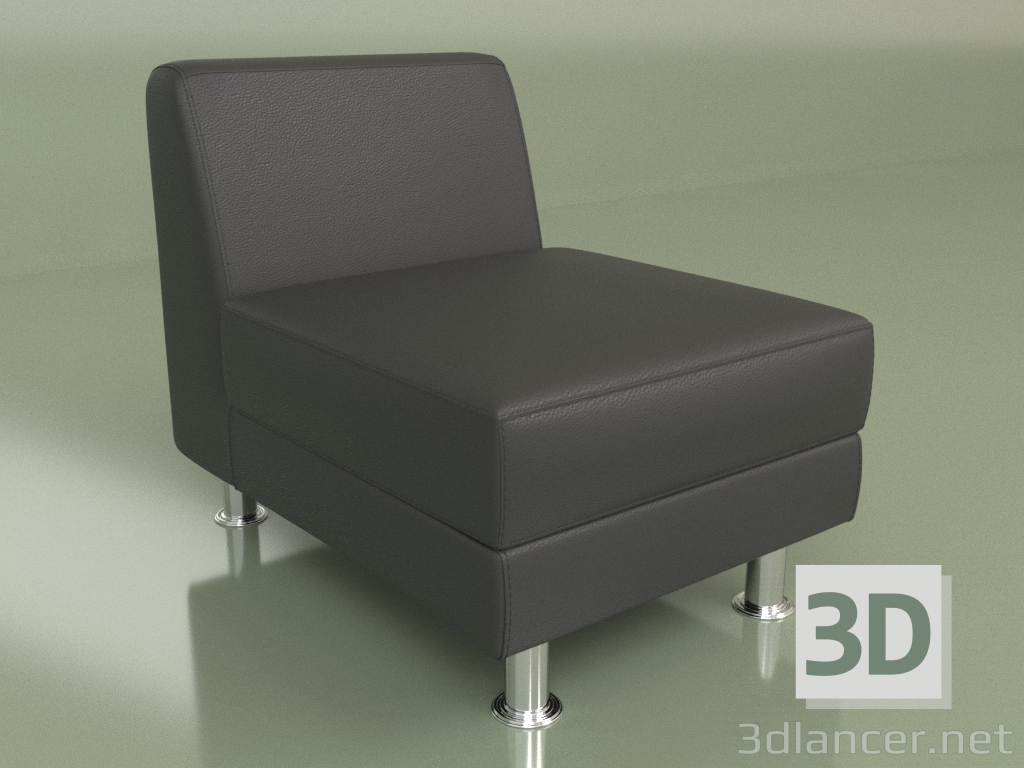3d model Section Evolution 1-seater (Black leather) - preview