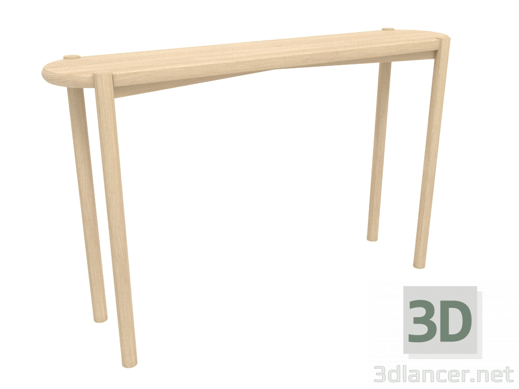 modèle 3D Table console (extrémité arrondie) (1215x280x754, bois blanc) - preview