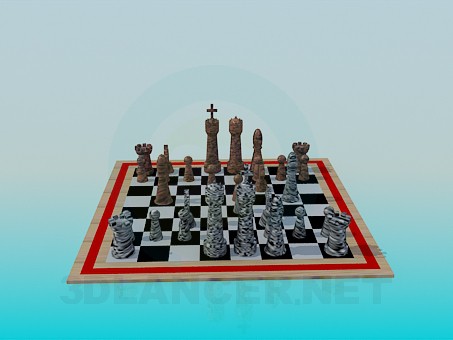 3d model Checkerboard with shapes - preview 3d model Checkerboard with shapes - preview