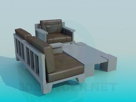 modelo 3D Sofá con mesa - escuchar modelo 3D Sofá con mesa - escuchar