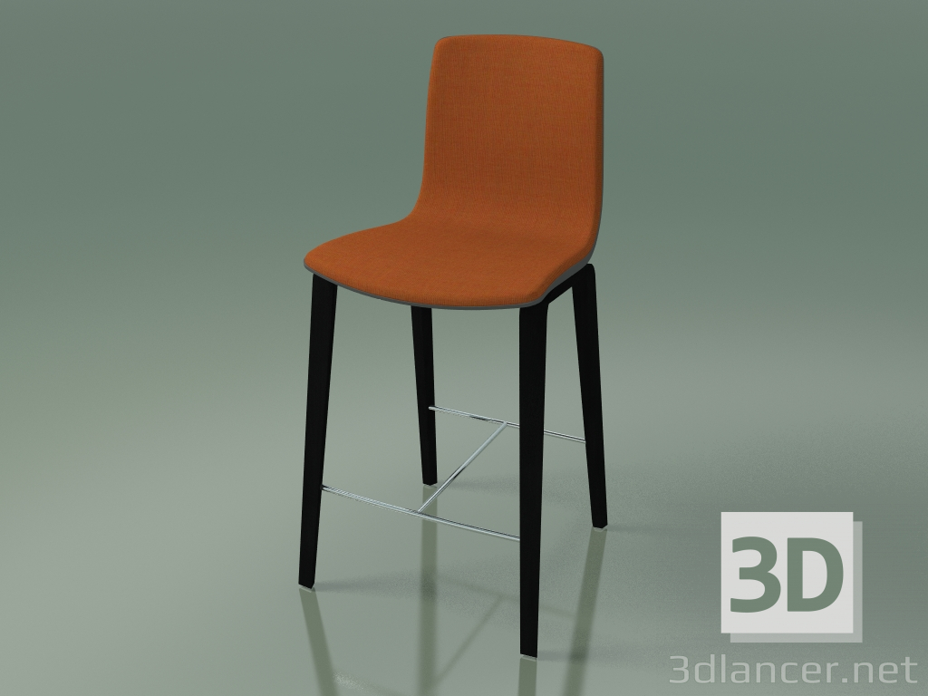 modèle 3D Chaise de bar 3994 (4 pieds en bois, polypropylène, avec garniture avant, bouleau noir) - preview