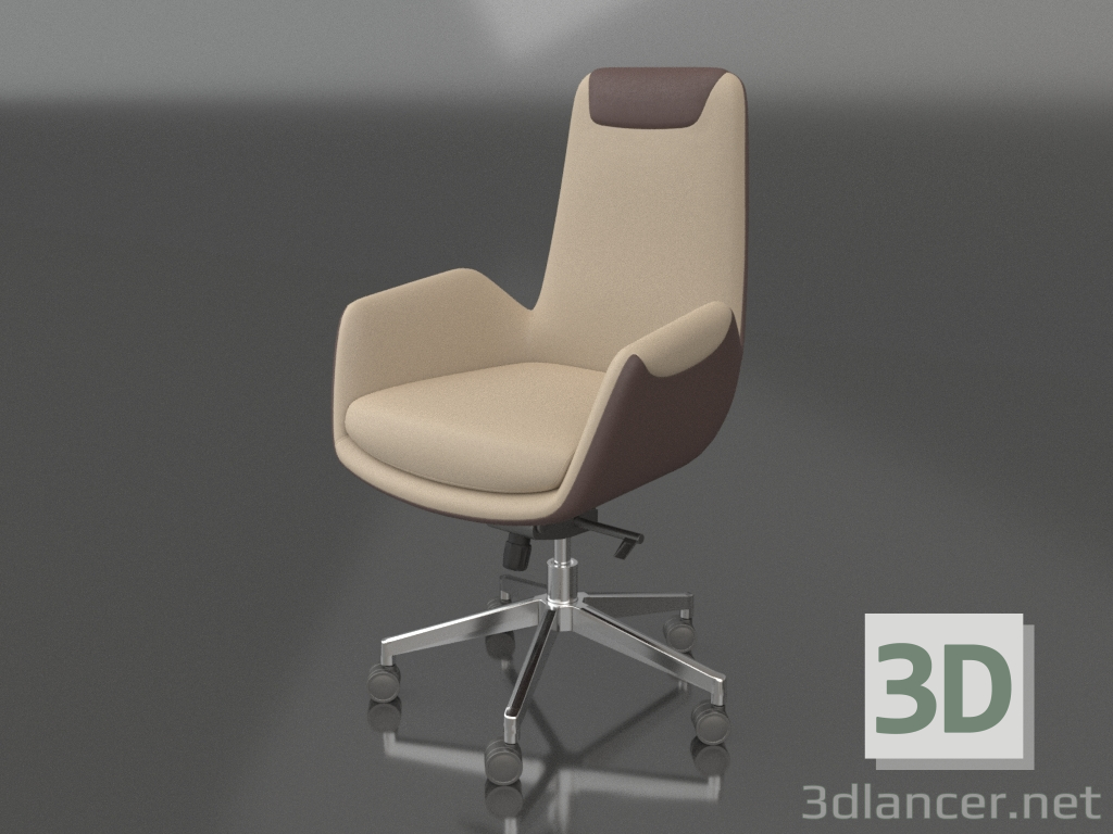 modèle 3D Fauteuil Donald (beige-marron) - preview