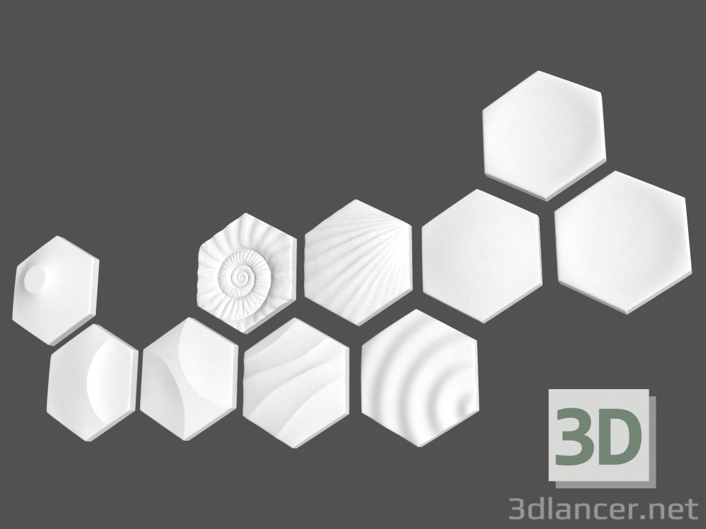 3d модель 3D панелі (елементи) Heksa – превью