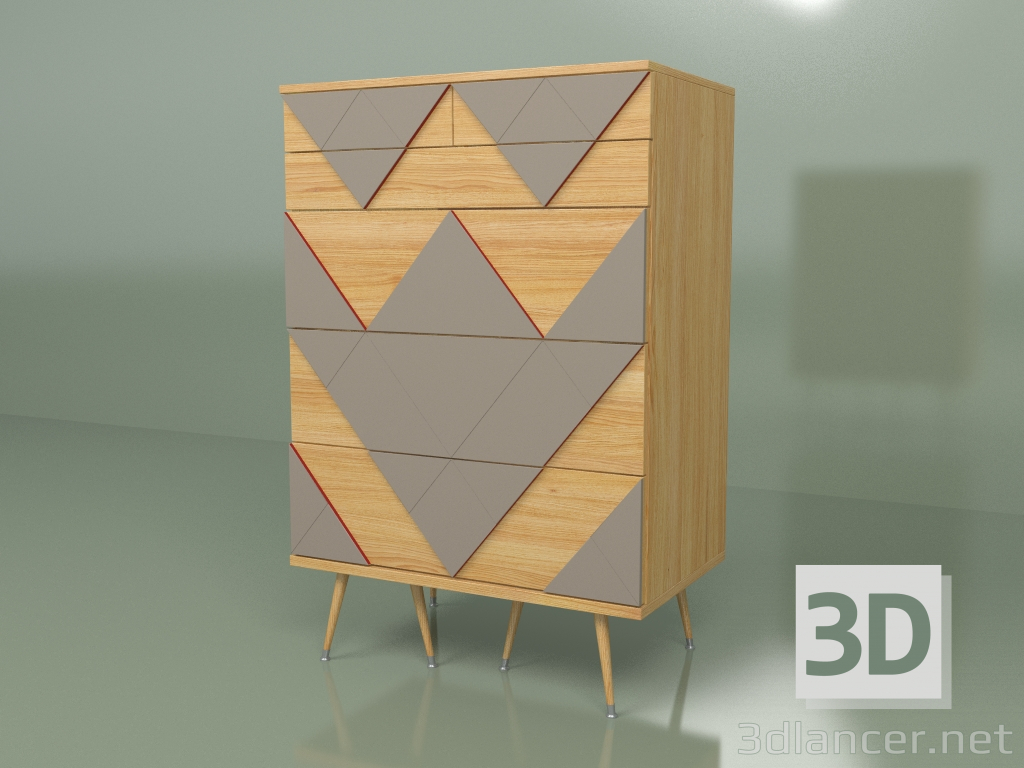 3d model Chest of drawers Big Woo (coffee, light veneer) - preview