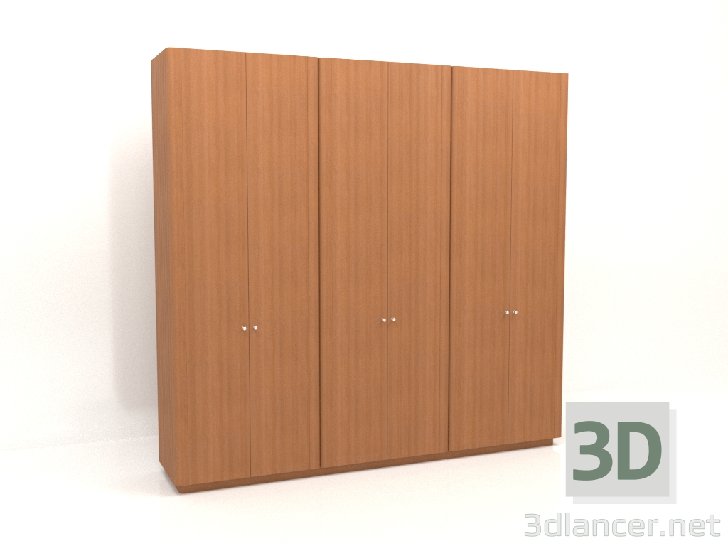 modello 3D Armadio MW 04 legno (3000x600x2850, rosso legno) - anteprima