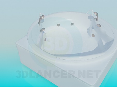 3d model Round jacuzzi bath for two - preview 3d model Round jacuzzi bath for two - preview