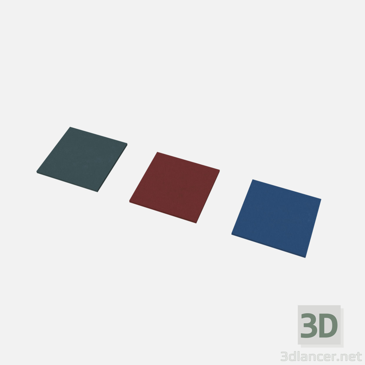 3d Резиновая плитка 500x500x20 модель купить - ракурс