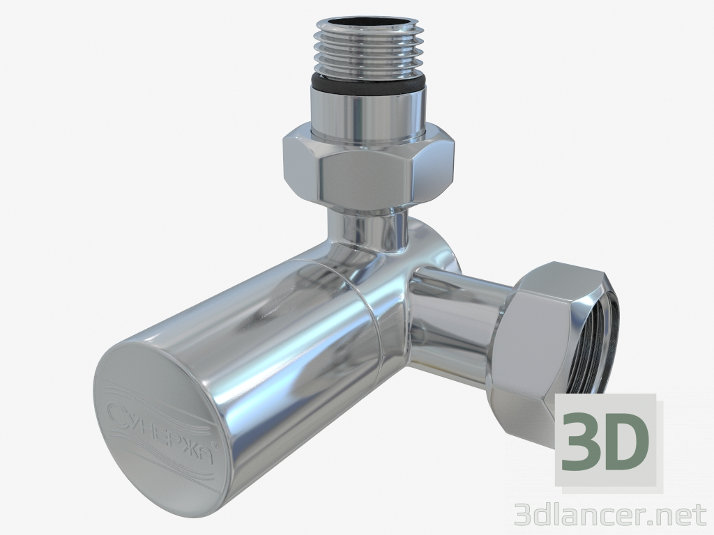 3D Modell Linkes 3D-Ventil (Zylinder) G 1/2 "HP x G 3/4" NG - Vorschau