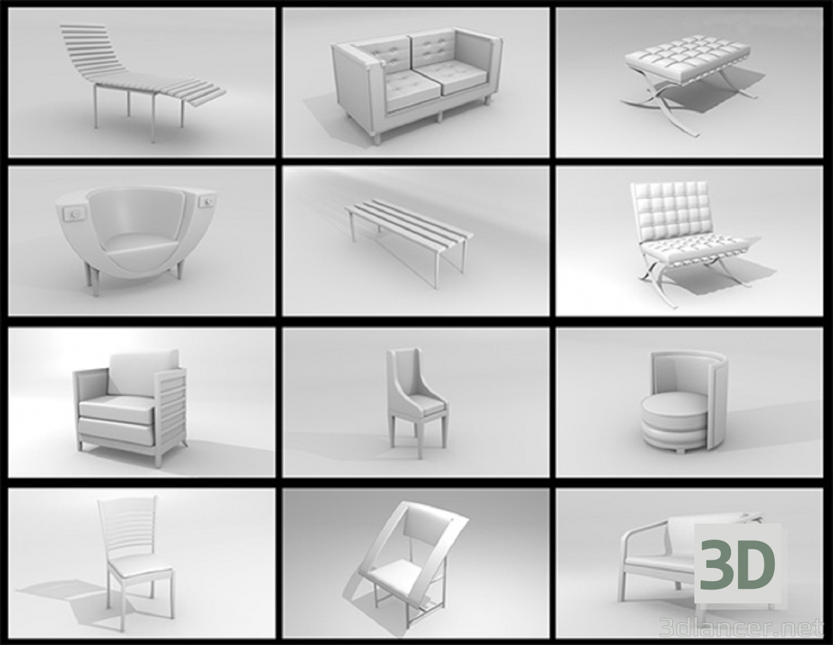 3d model A set of 3D-models of furniture - preview